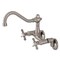 Kingston Brass KS3228BEX 6" Adjustable Center Wall Mount Kitchen Faucet, Nickel KS3228BEX - alternate 1